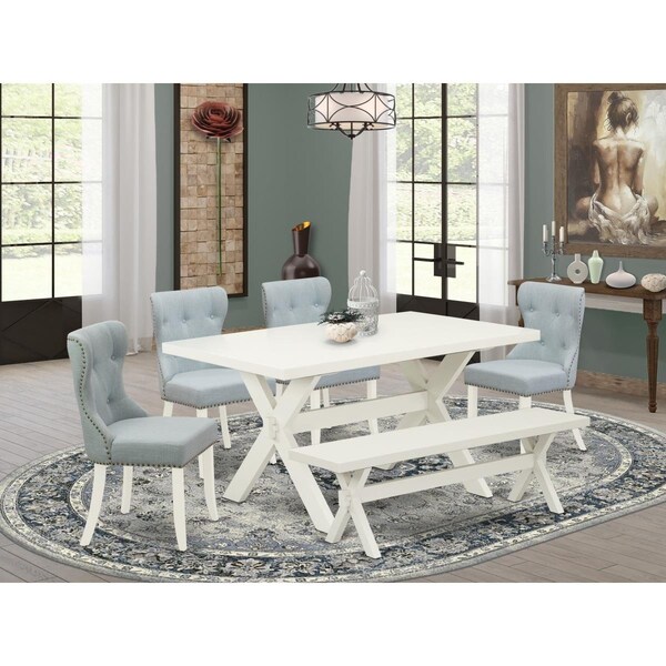 East West Furniture 6 Piece X-Style Dinette Set - Linen White X026SI215-6 - main